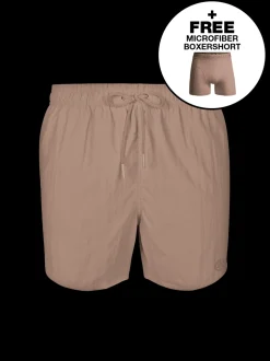 Heren Zwembroek Bruin + Gratis Microfiber boxershort