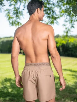 Heren Zwembroek Bruin + Gratis Microfiber boxershort