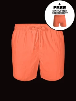 Heren Zwembroek Oranje + Gratis Microfiber boxershort