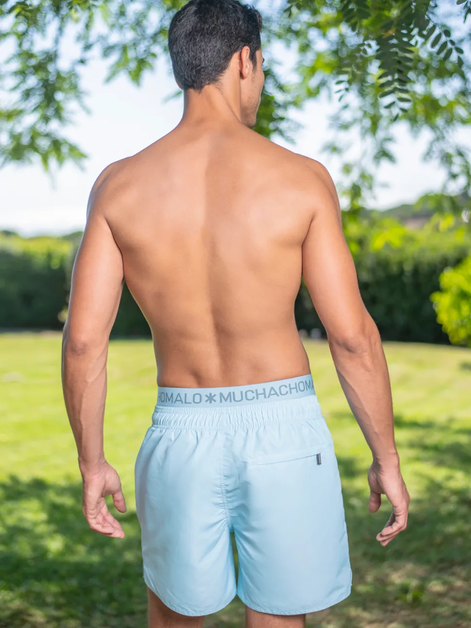 Heren Zwembroek Print Lichtblauw + Gratis Microfiber boxershort