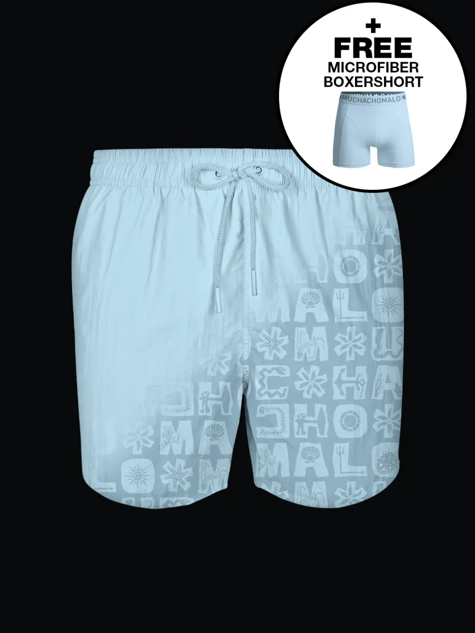 Jongens Zwembroek Print Lichtblauw + Gratis Microfiber boxershort